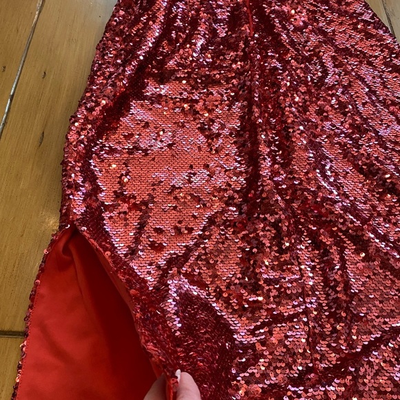 Donna Morgan Women’s Pink Sequin Maggie Halter Midi Dress Sleeveless New size 8 - Picture 8 of 16